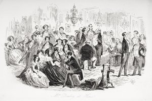 自宅でのドンビー夫人、チャールズディケンズ（1812-70）による「ドンビーと息子」のイラスト、1848年に初公開 作： Hablot Knight Browne